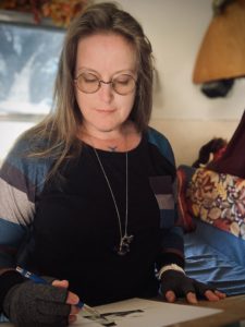 Charon at work in the Airstream art studio